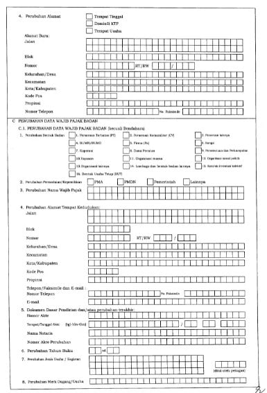 Formulir Perubahan data Wajib Pajak.