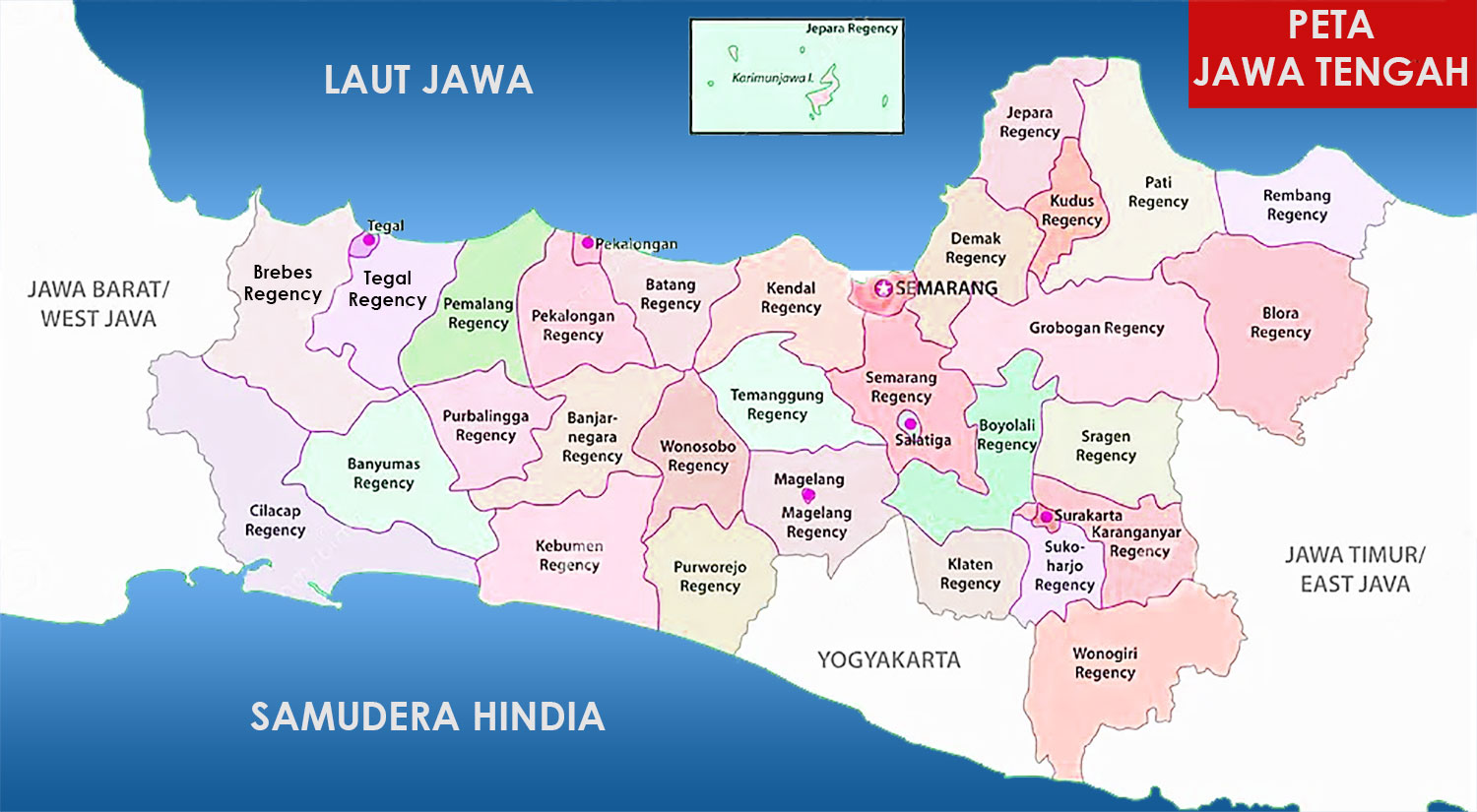 Peta kbupaten dan kota di Jawa Tengah