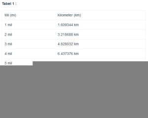 1 Mil Berapa Km