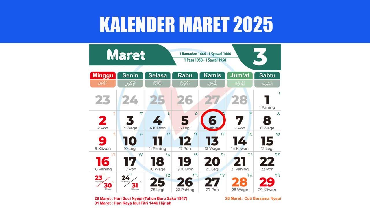 kalender 6 maret 2025