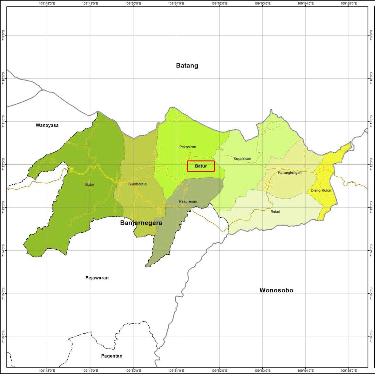 Kecamatan Batur, Kabupaten Banjarnegara 2 Peta Kecamatan Batur, banjarnegara
