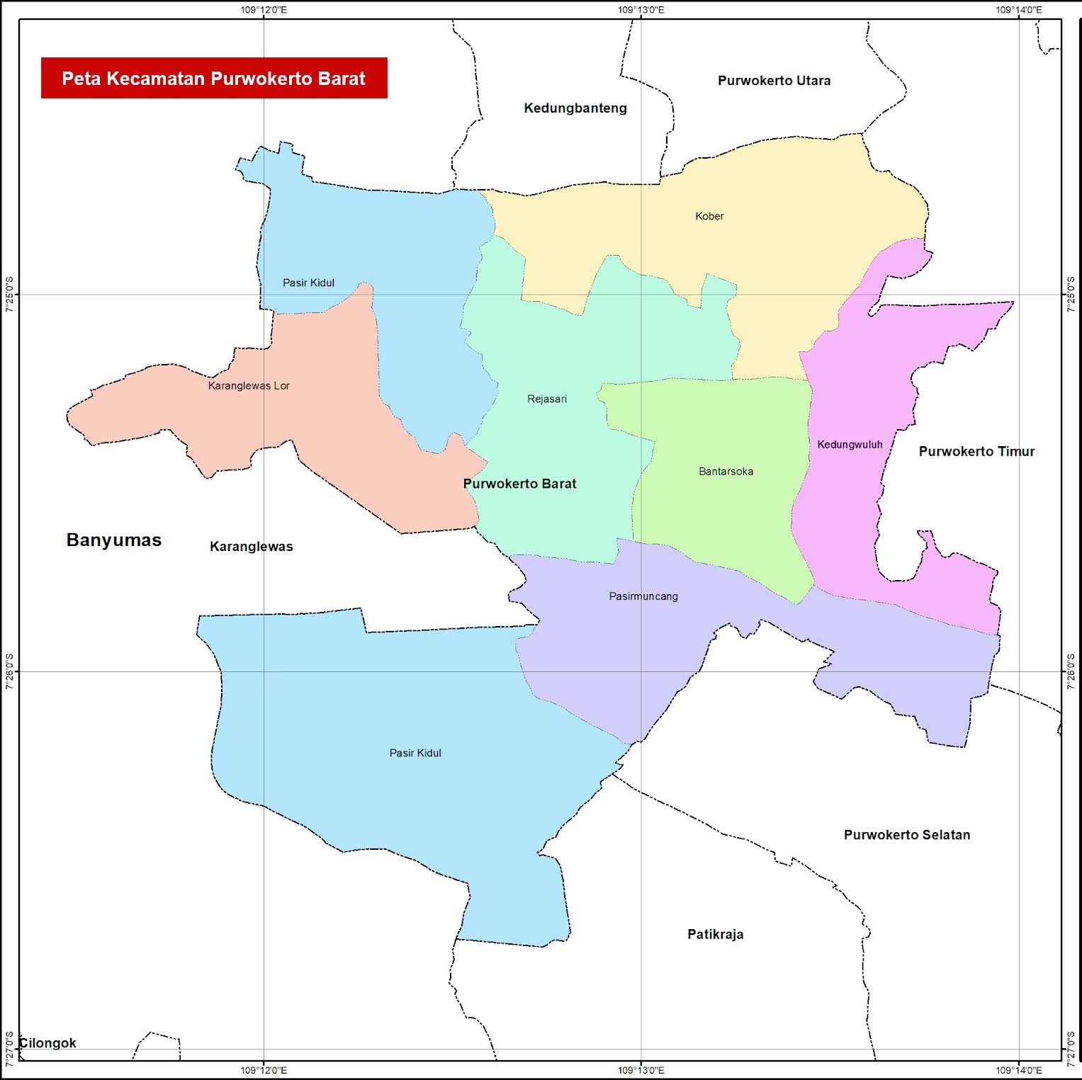 Peta Kecamatan Purwokerto Barat