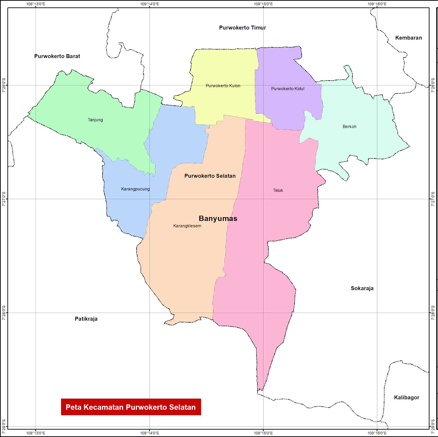 Peta Kecamatan Purwokerto Selatan