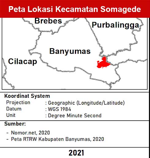 Kecamatan Somagede Kabupaten Banyumas, lengkap peta dan 9 desa 1 Peta Lokasi Kecamatan Somagede