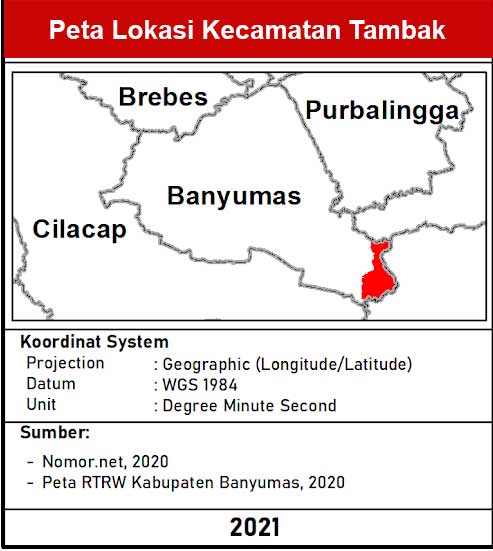 Kecamatan Tambak Kabupaten Banyumas lengkap peta dan 12 desa 1 Peta Lokasi Kecamatan Tambak