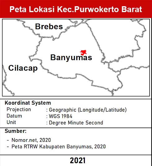Kecamatan Purwokerto Barat Kabupaten Banyumas lengkap peta dan 7 desa 1 Peta lokasi Kecamatan Purwokerto Barat