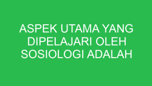 aspek utama yang dipelajari oleh sosiologi adalah interaksi antara 32865