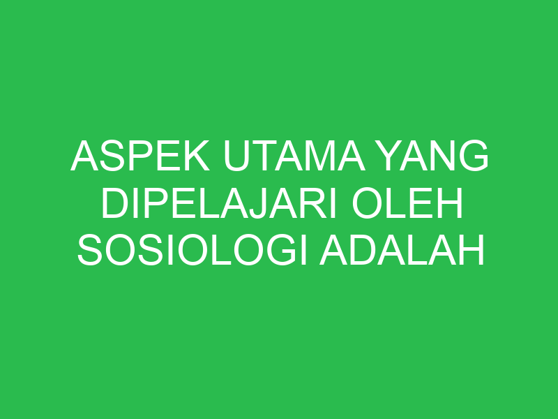 aspek utama yang dipelajari oleh sosiologi adalah interaksi antara 32865