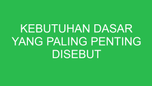kebutuhan dasar yang paling penting disebut 32697