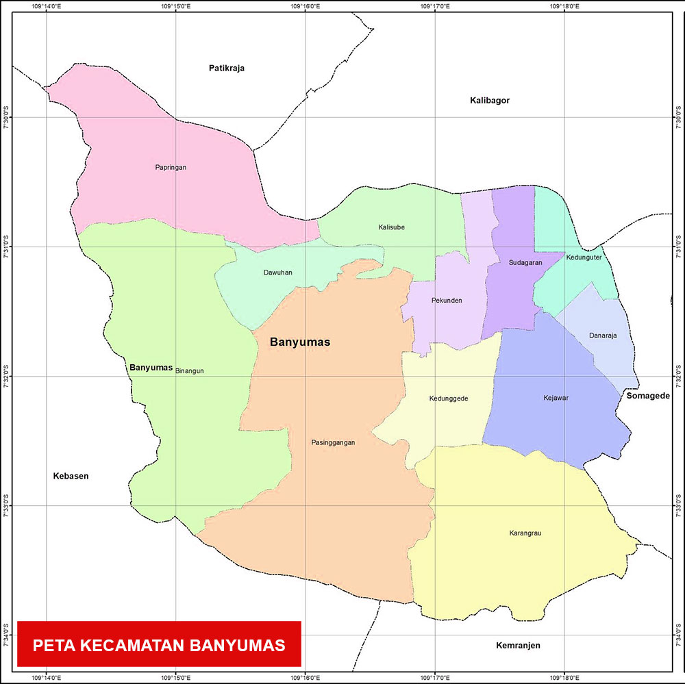 Kecamatan Banyumas lengkap peta dan 11 Desa 2 peta Kecamatan Banyumas
