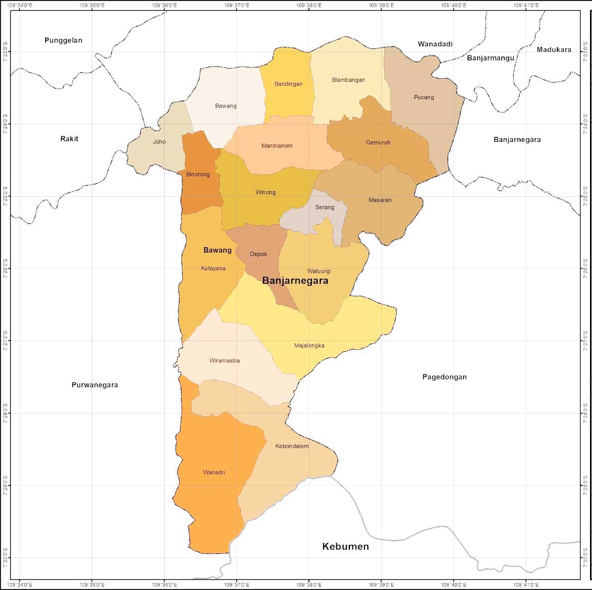 peta Kecamatan Bawang, banjarnegara