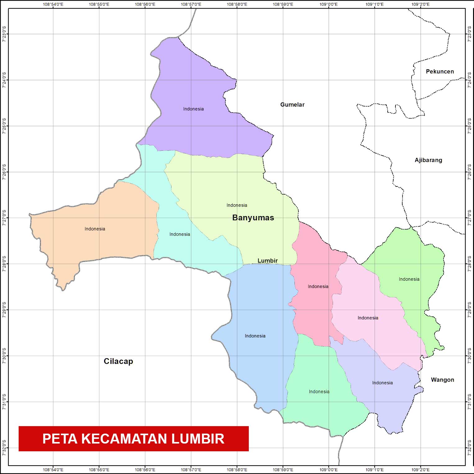 Kecamatan Lumbir, Kabupaten Banyumas lengkap peta dan 10 desa 2 peta Kecamatan Lumbir