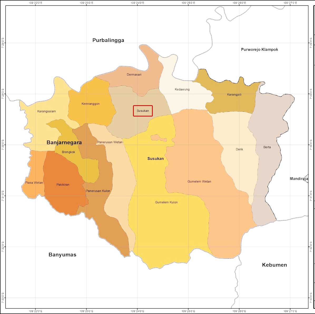 peta Kecamatan Susukan banjarnegara