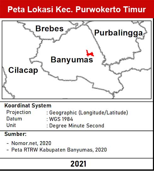 Kecamatan Purwokerto Timur Kabupaten Banyumas lengkap peta dan 6 desa 1 peta lokasi Kecamatan Purwokerto Timur