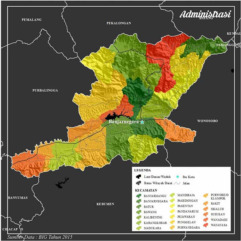 Peta administrasi Kabupaten Banjarnegara