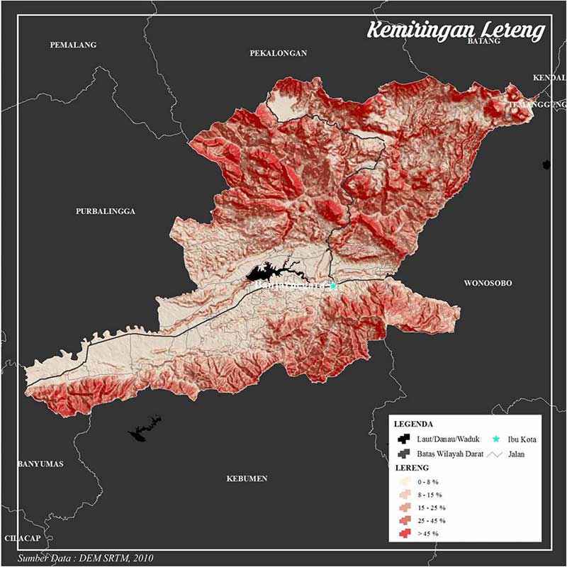 Peta kemiringan lereng Kabupaten Banjarnegara