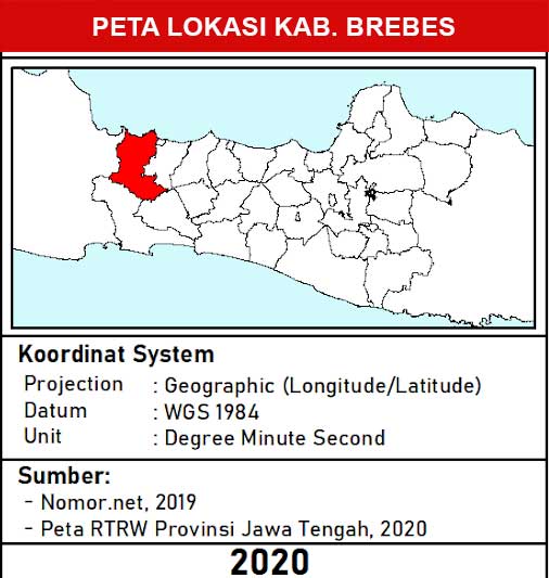 Peta Kabupaten Brebes Lengkap 17 Kecamatan 2 Peta lokasi Kabupaten Brebes