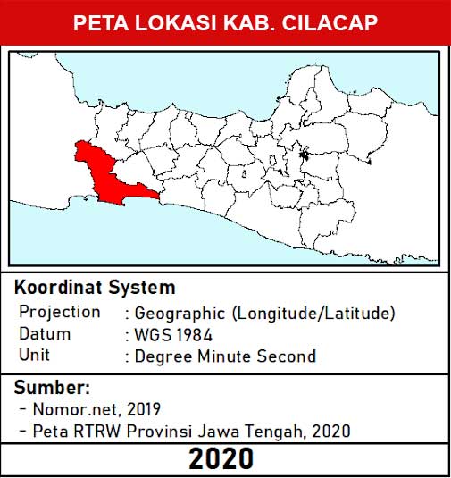 Peta Kabupaten Cilacap Lengkap 24 Kecamatan 2 Peta lokasi Kabupaten Cilacap