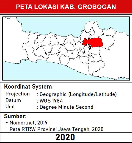 Peta Kabupaten Grobogan Lengkap 19 Kecamatan 2 Peta lokasi Kabupaten Grobogan