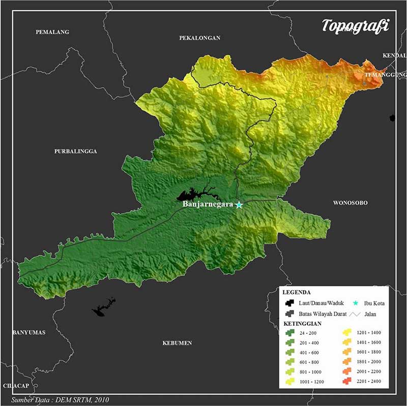 Peta topografi Kabupaten Banjarnegara