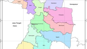 Peta Kabupaten Sukoharjo lengkap 12 Kecamatan
