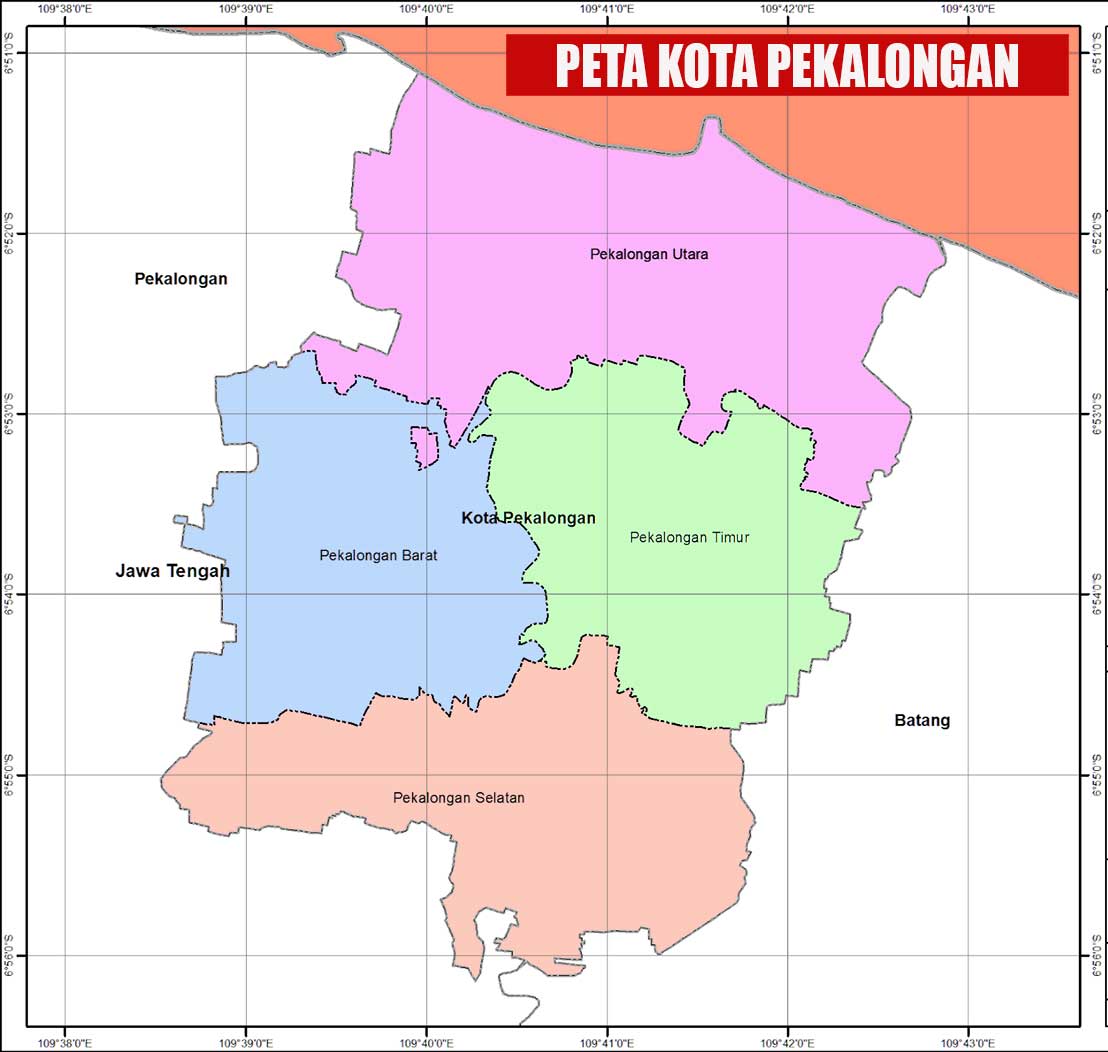 peta Kota Pekalongan lengkap 4 kecamatan